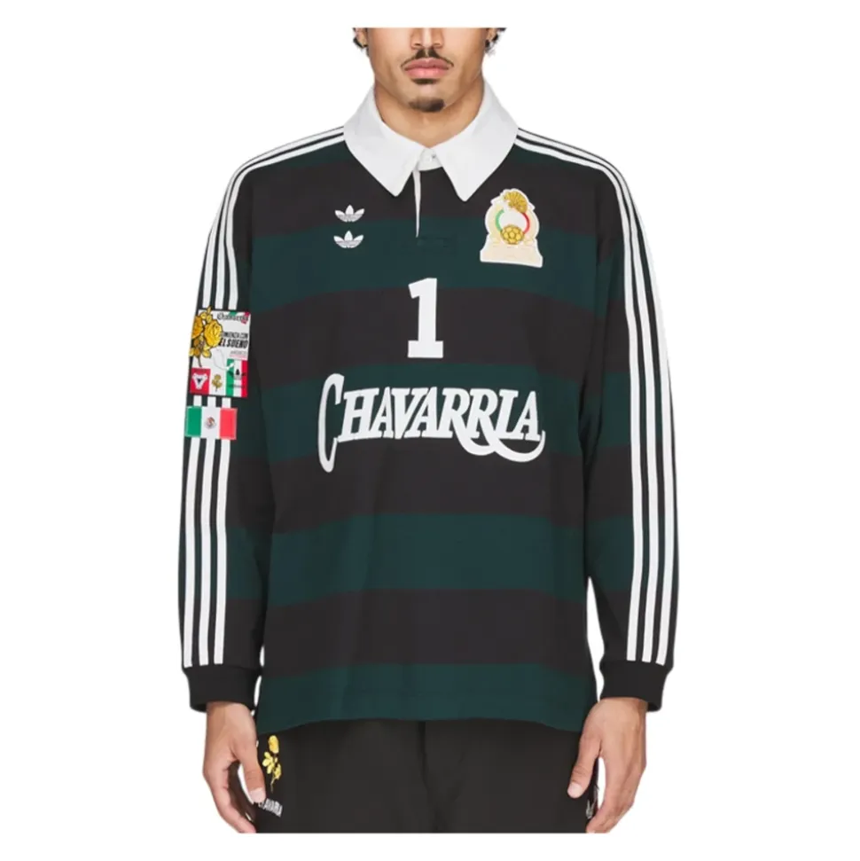 adidas x Willy Chavarria Longsleeve Rugby Tee "Black Aurora Ivy" (KV1977)