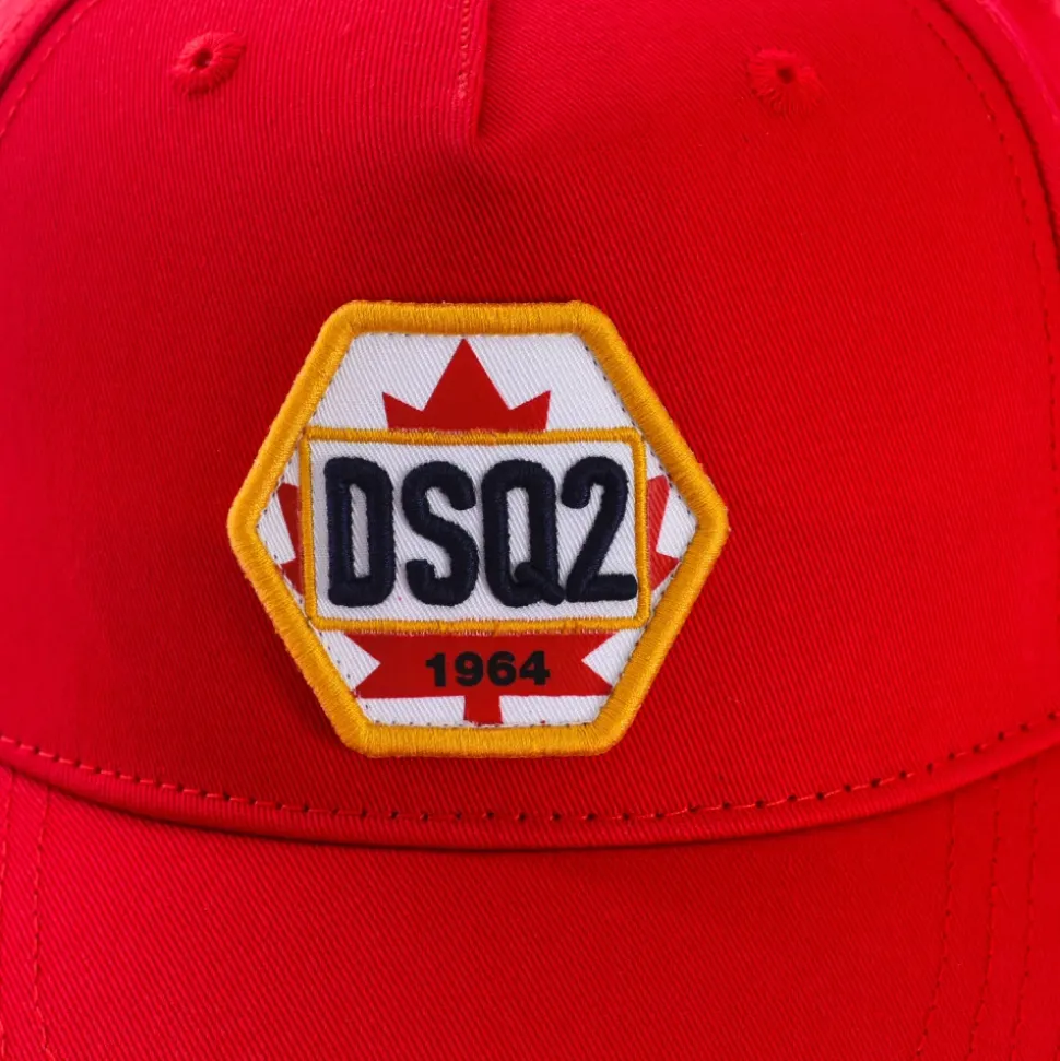 Bawełniana czapka z daszkiem Dsquared2 z haftem i przetarciami
