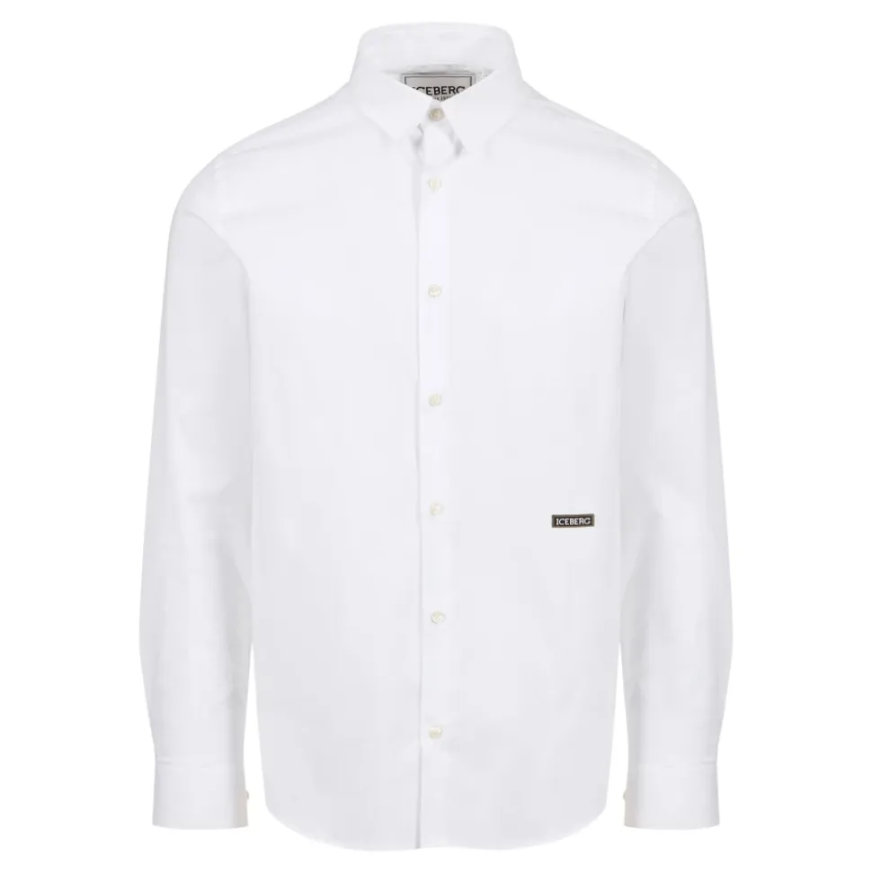 Biała koszula z długim rękawem o kroju slim fit