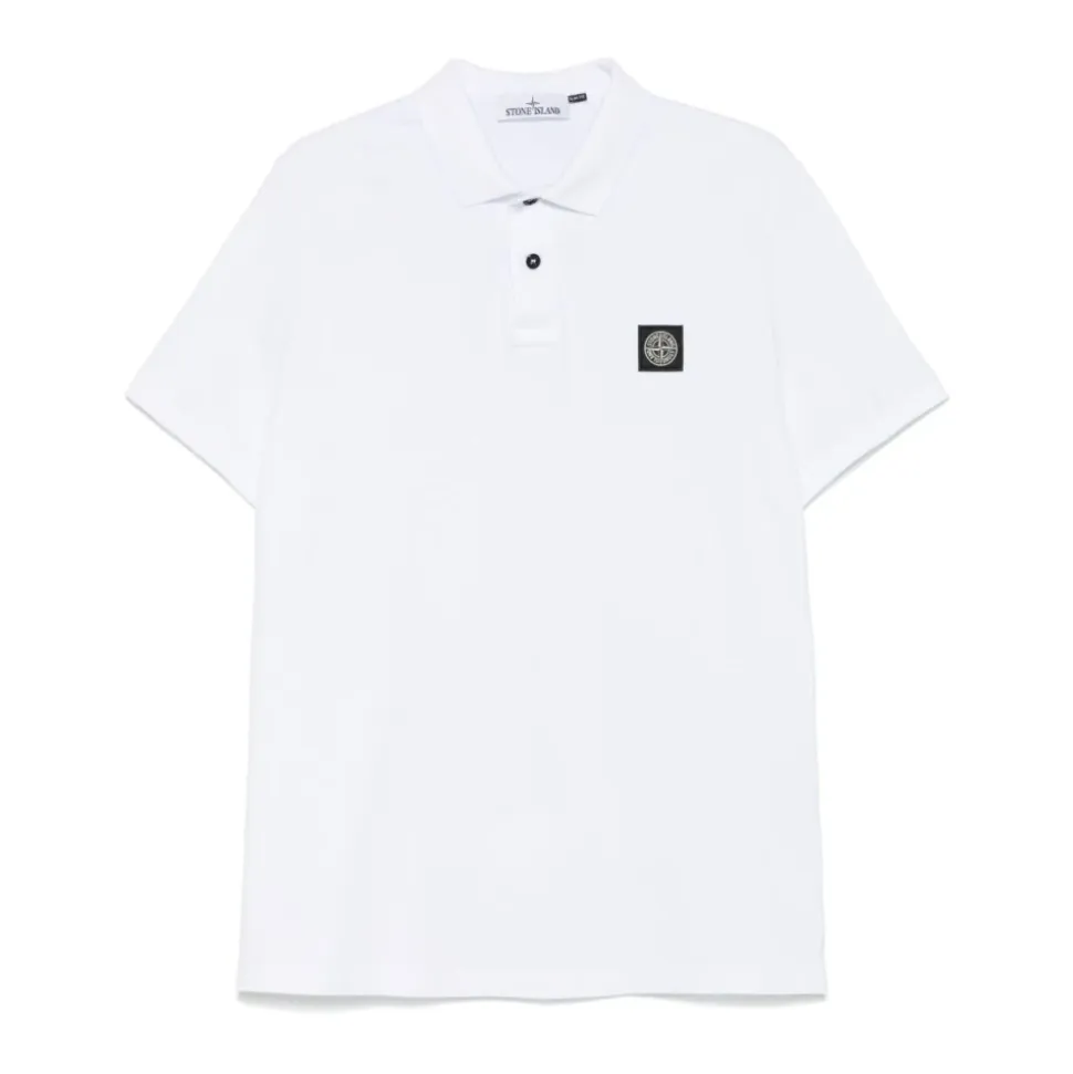 Biała Koszulka Polo Slim-Fit z Logo Patch