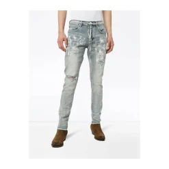 Białe pomalowane jeansy slim fit