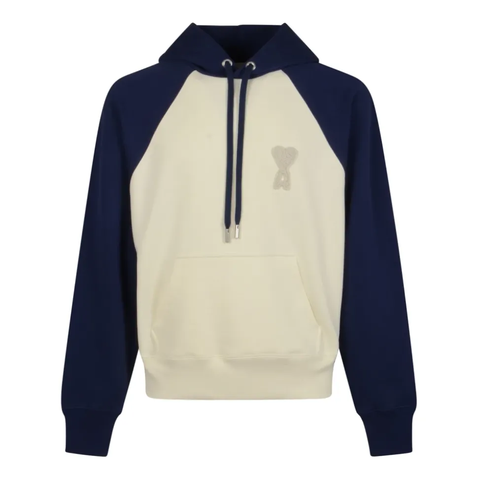 Bluza z Kapturem o Kroju Boxy z Dzianinową Naszywką Ami De Coeur