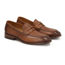 Brązowe loafersy z skóry