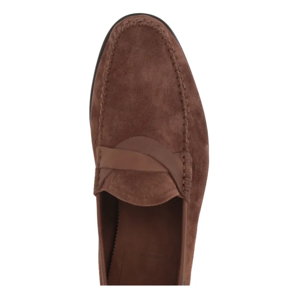 Brązowe Loafersy z Zamszu z Tkanej Wstążki