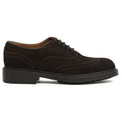 Brązowe Zamszowe Buty Oxford z Ogonem Jaskółki