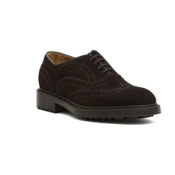 Brązowe Zamszowe Buty Oxford z Ogonem Jaskółki