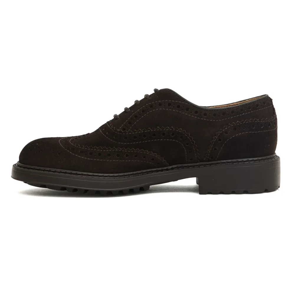 Brązowe Zamszowe Buty Oxford z Ogonem Jaskółki