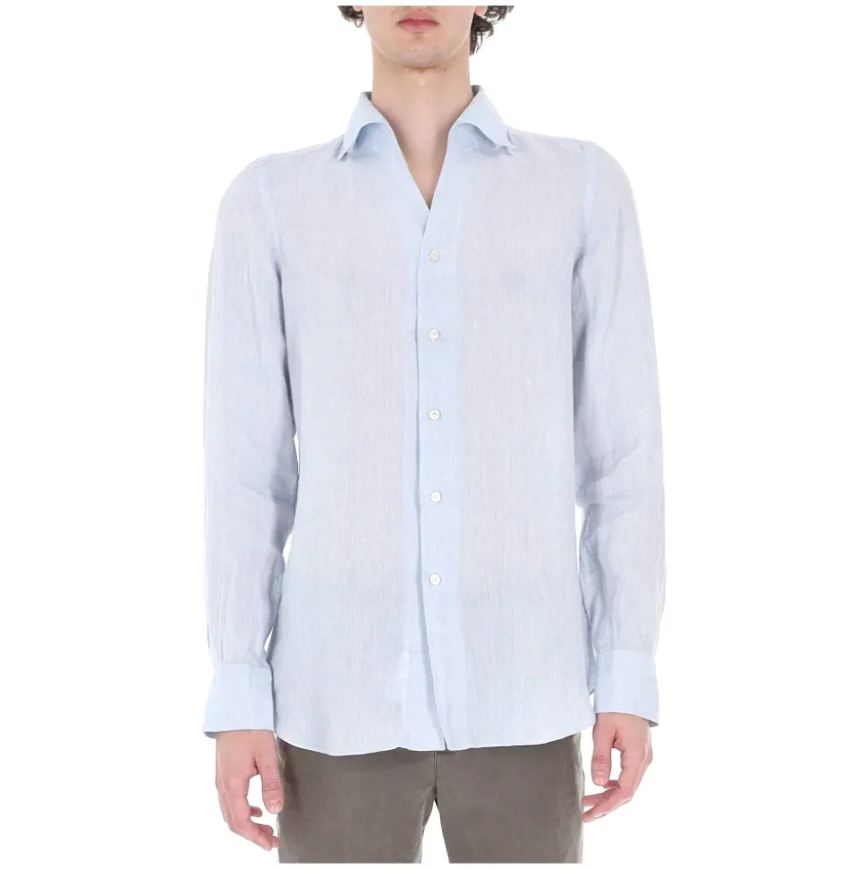 Camicia sartoriale Ustica in puro lino open collar