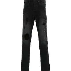 Czarne Dżinsy Skinny z Przetartymi Szczegółami