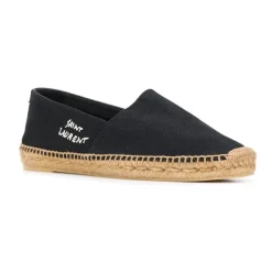Czarne Espadryle z Logo z Kanwy