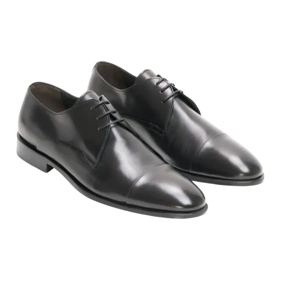 Czarne skórzane buty Derby dla mężczyzn