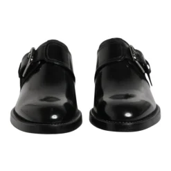 Czarne Skórzane Buty Monk Strap Derby
