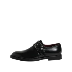Czarne Skórzane Buty Monk Strap Derby