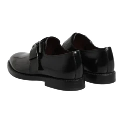Czarne Skórzane Buty Monk Strap Derby