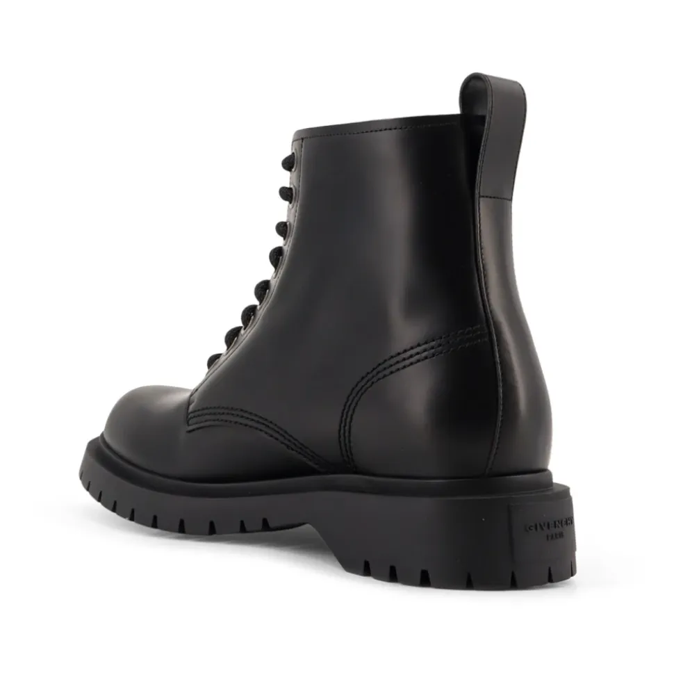 Czarne Skórzane Buty Włochy