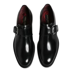Czarne skórzane Monk Strap Formalne Buty