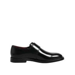 Czarne skórzane Monk Strap Formalne Buty