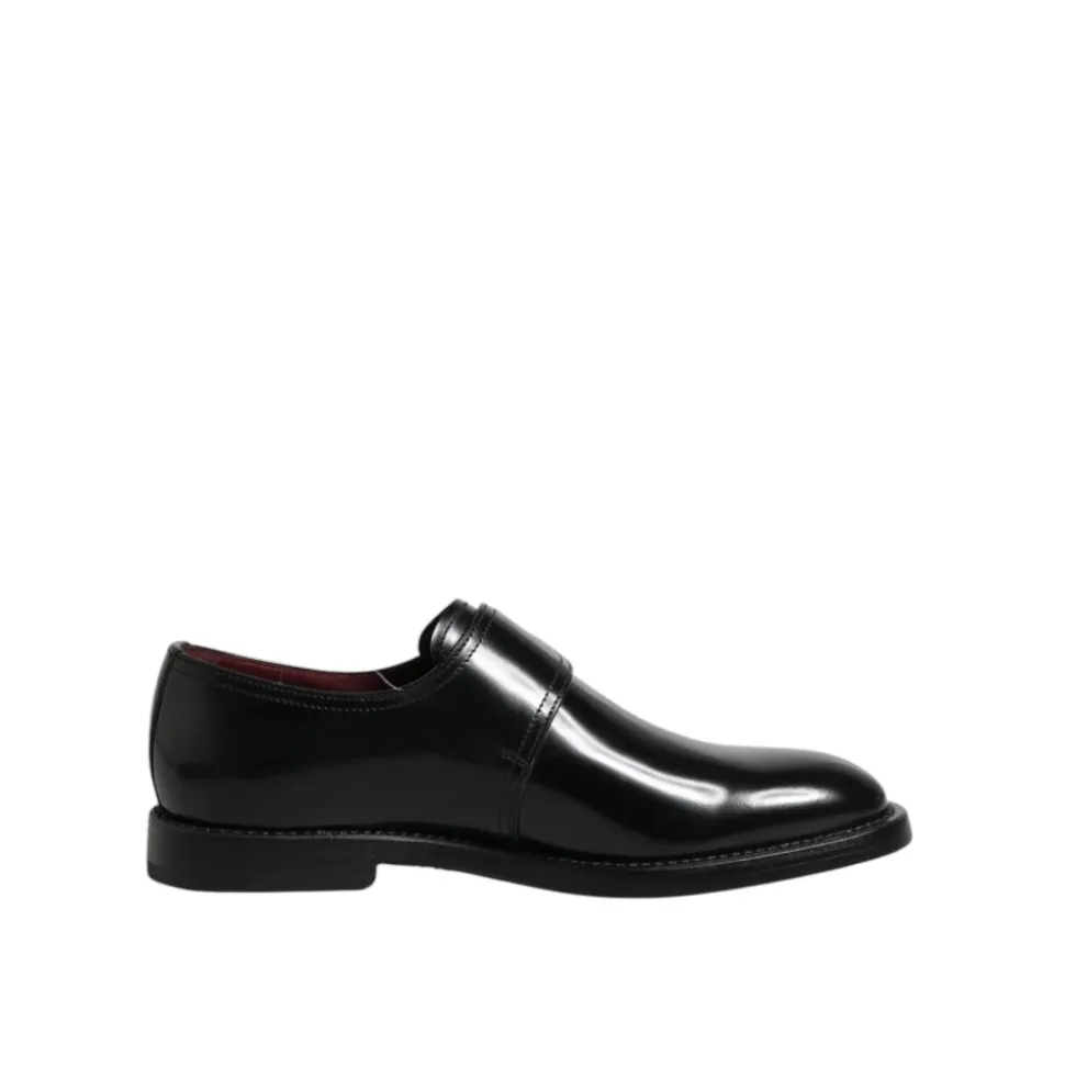 Czarne skórzane Monk Strap Formalne Buty