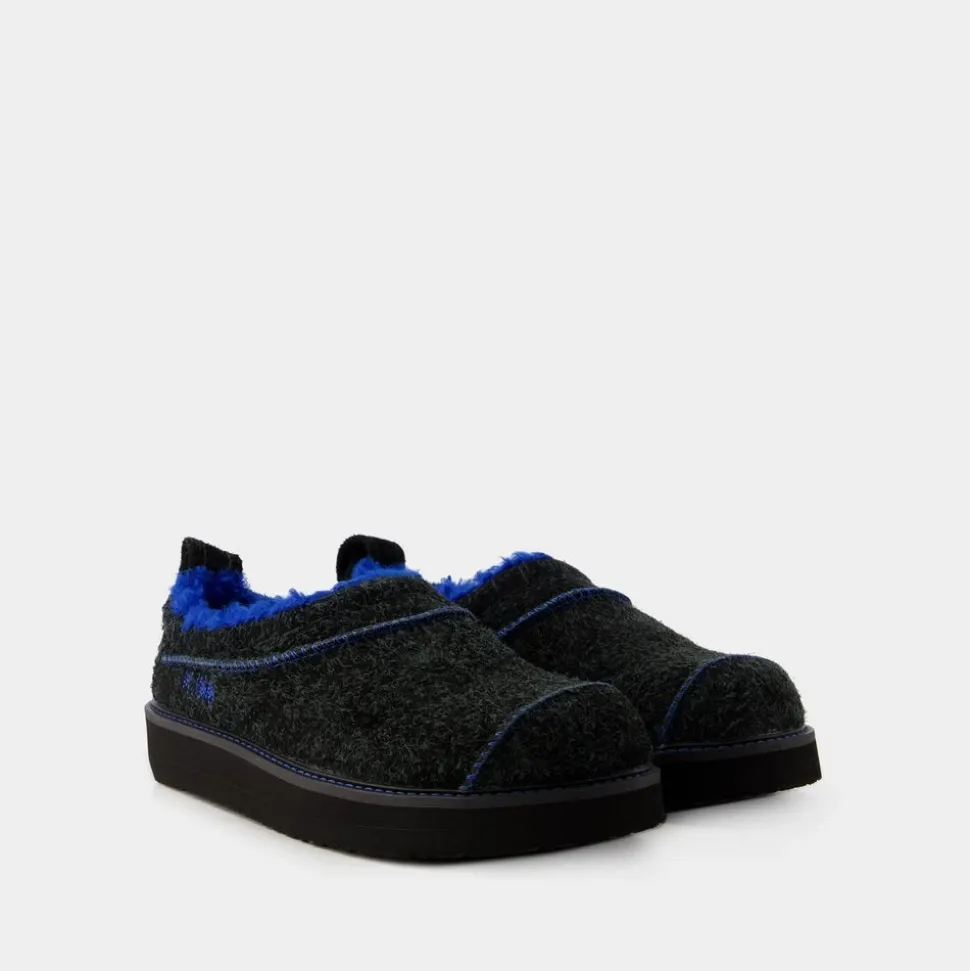 Czarne Skórzane Slip-On Slides