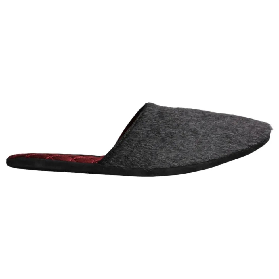 Czarne sztuczne futerko slip on buty