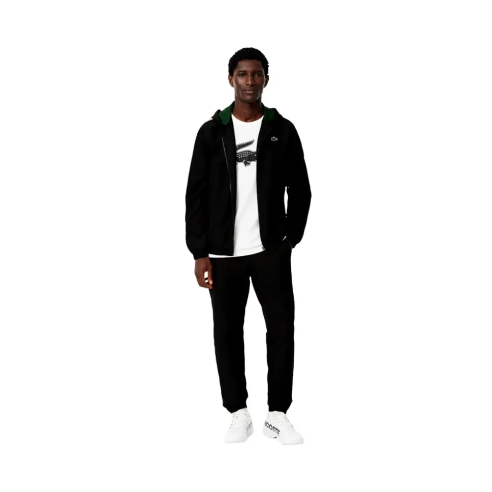 Czarny Paskowany Logo Tennis Tracksuit