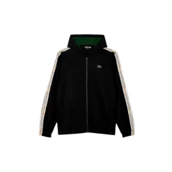 Czarny Paskowany Logo Tennis Tracksuit