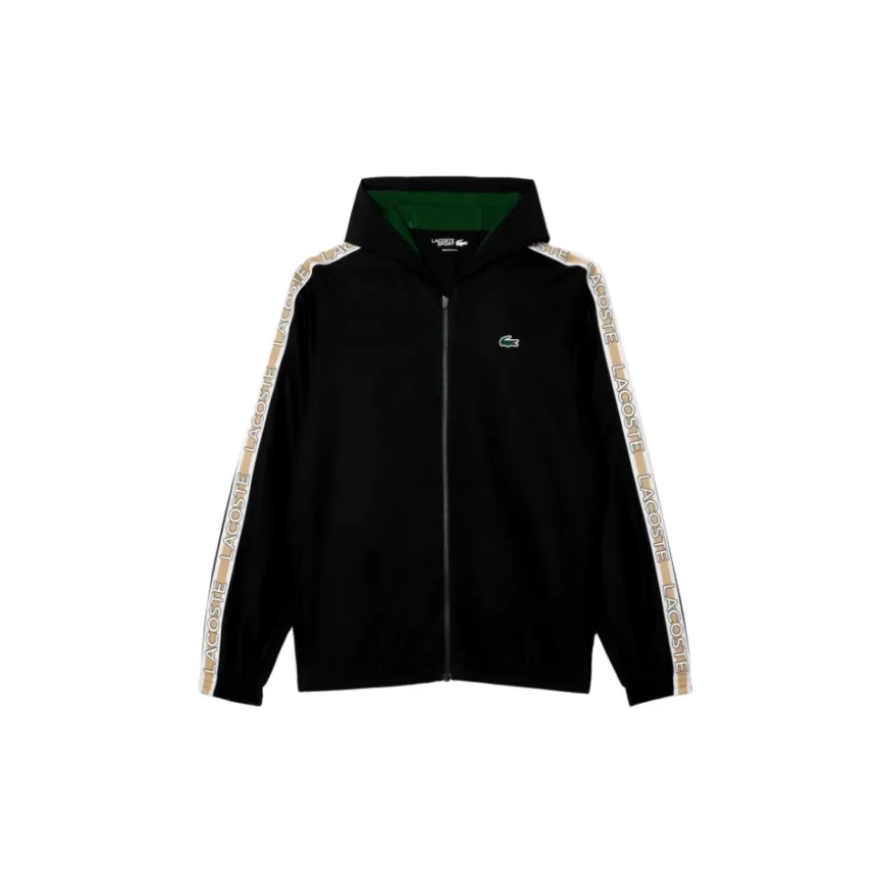 Czarny Paskowany Logo Tennis Tracksuit