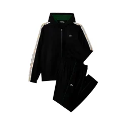 Czarny Paskowany Logo Tennis Tracksuit