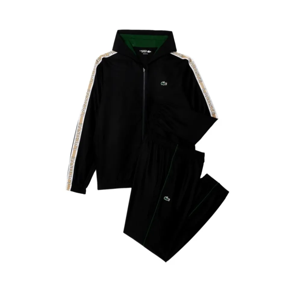 Czarny Paskowany Logo Tennis Tracksuit