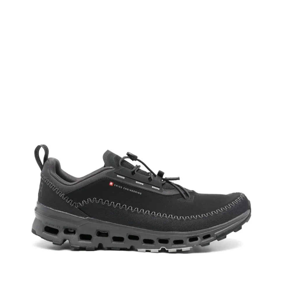Czarny Sneaker z Zapięciem na Sznurówki