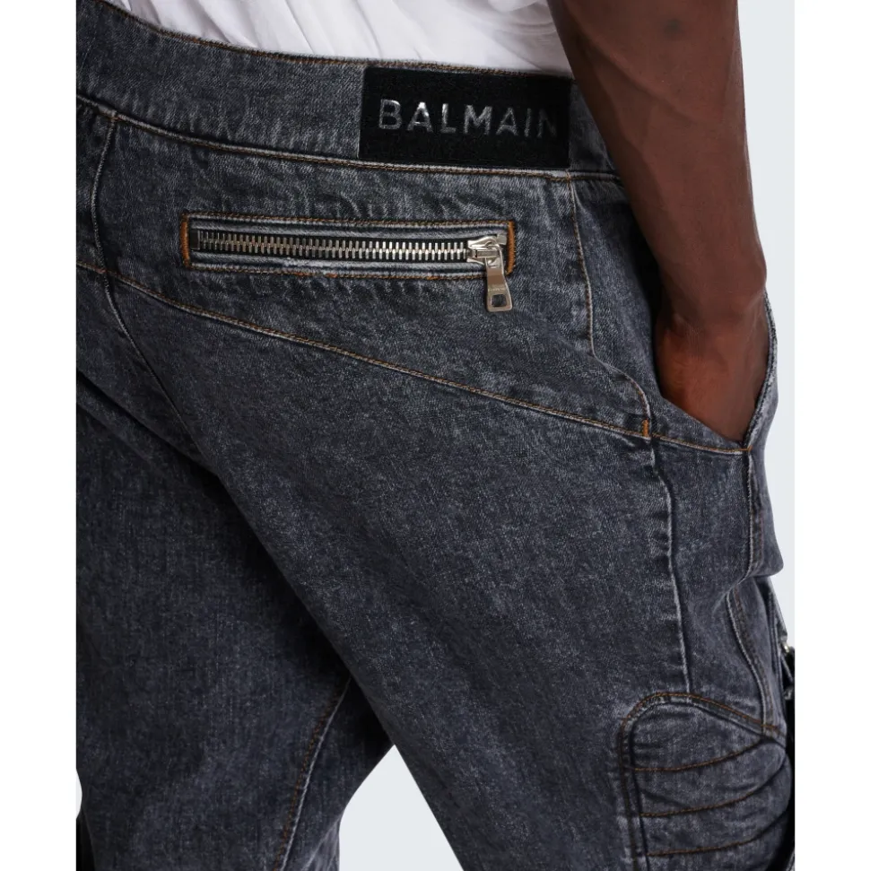 Dżinsy Slim-fit z bawełny ze wzorem żeberkowym