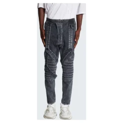 Dżinsy Slim-fit z bawełny ze wzorem żeberkowym