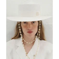 Double Chain Strap Boater Hat