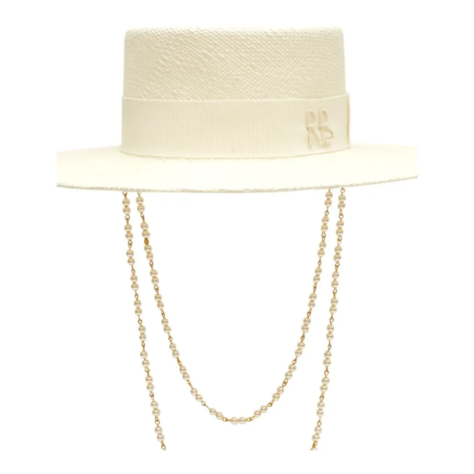 Double Chain Strap Boater Hat