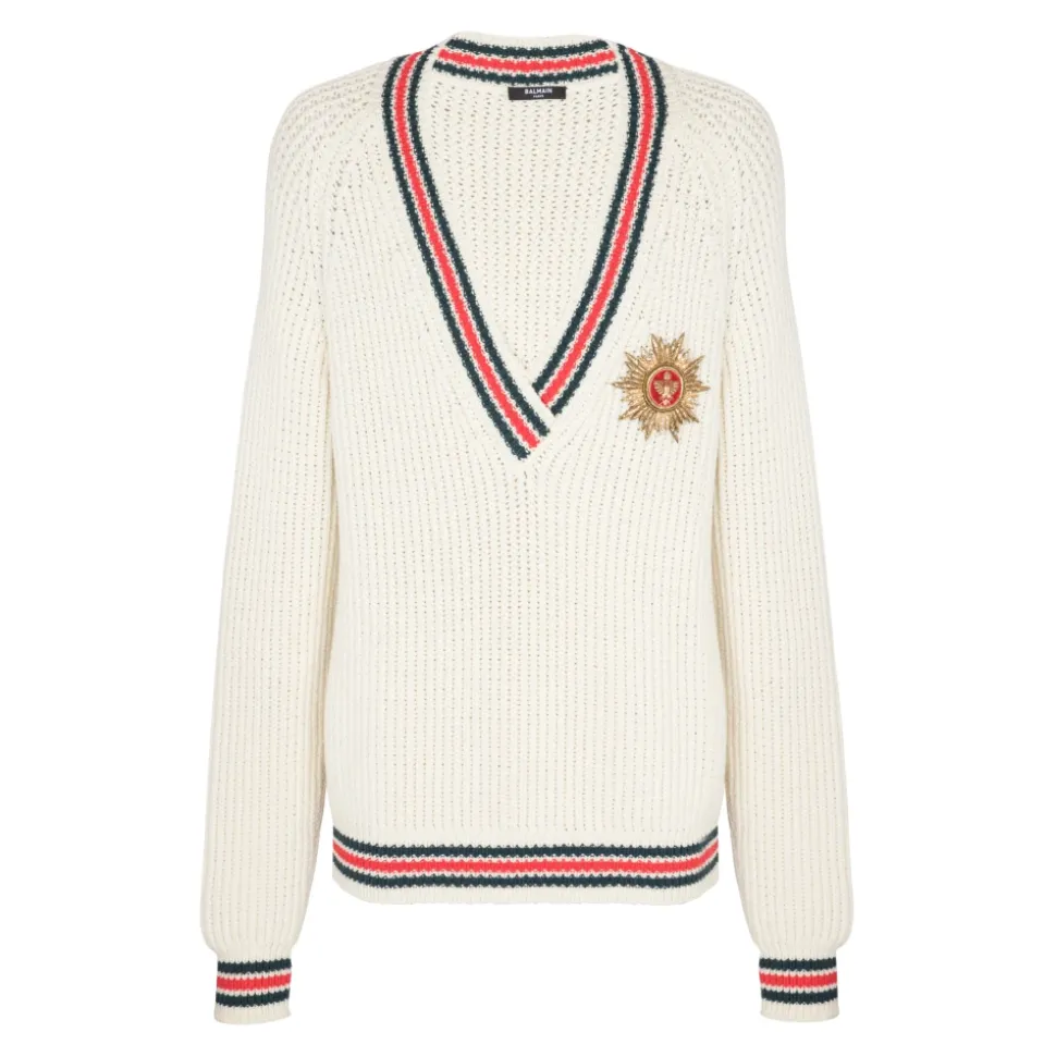 Dzianinowy sweter z naszywką