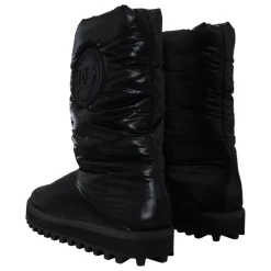 Eleganckie Średnie Buty w Czarnym Poliestrze