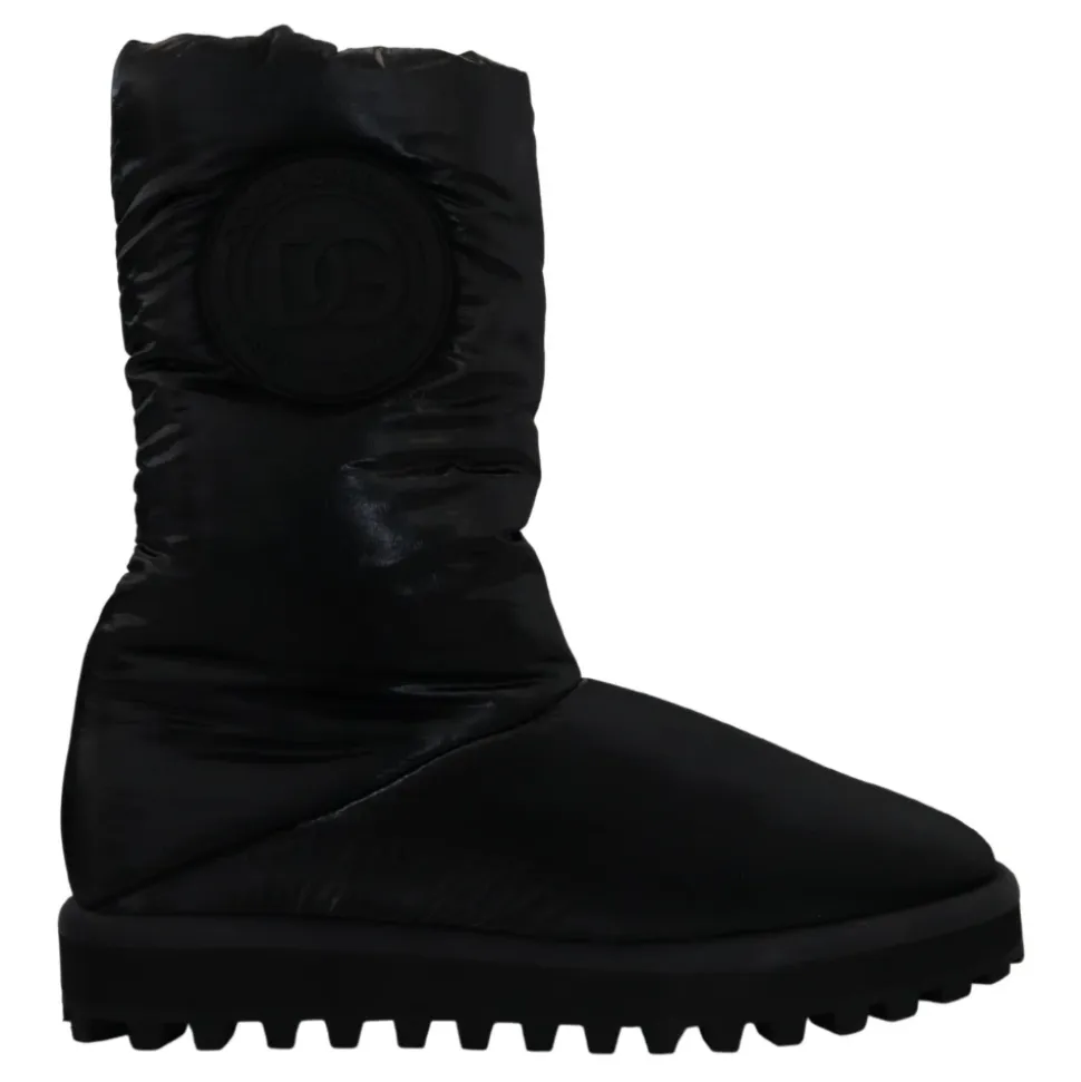 Eleganckie Średnie Buty w Czarnym Poliestrze