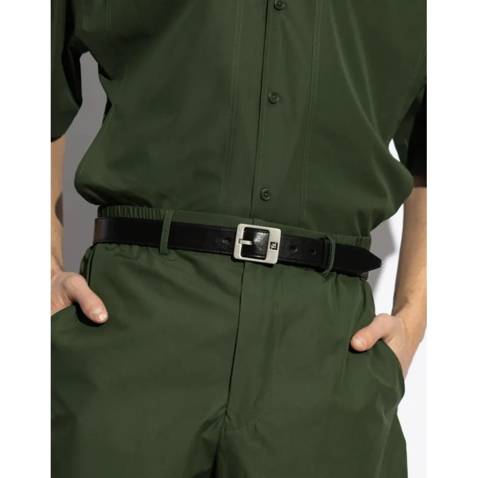 FF Monogram Buckle Leather Belt