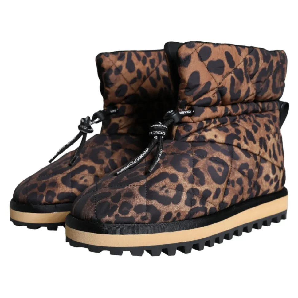 Leopardowe Botki z Podszewką Buty