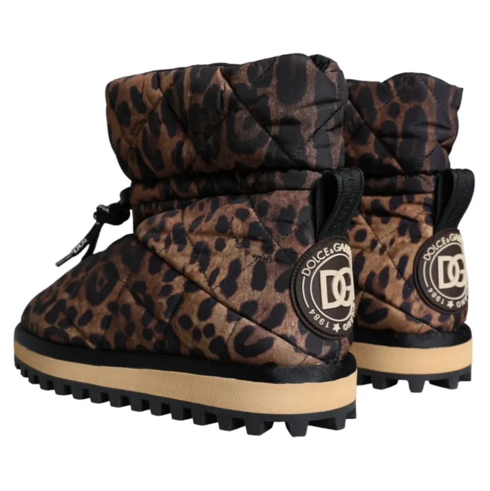 Leopardowe Botki z Podszewką Buty