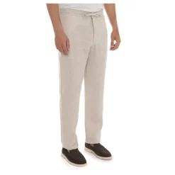 Linen trousers with drawstring