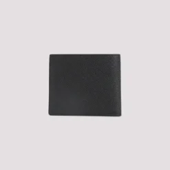 Mały skórzany portfel bifold ze skóry groszkowanej