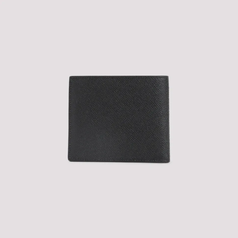 Mały skórzany portfel bifold ze skóry groszkowanej