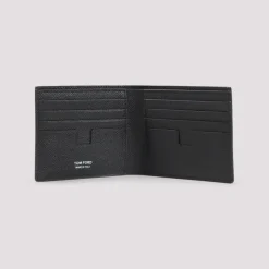Mały skórzany portfel bifold ze skóry groszkowanej