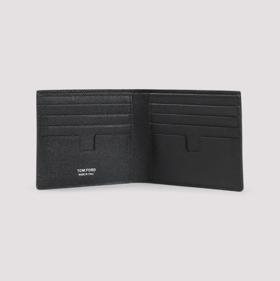 Mały skórzany portfel bifold ze skóry groszkowanej