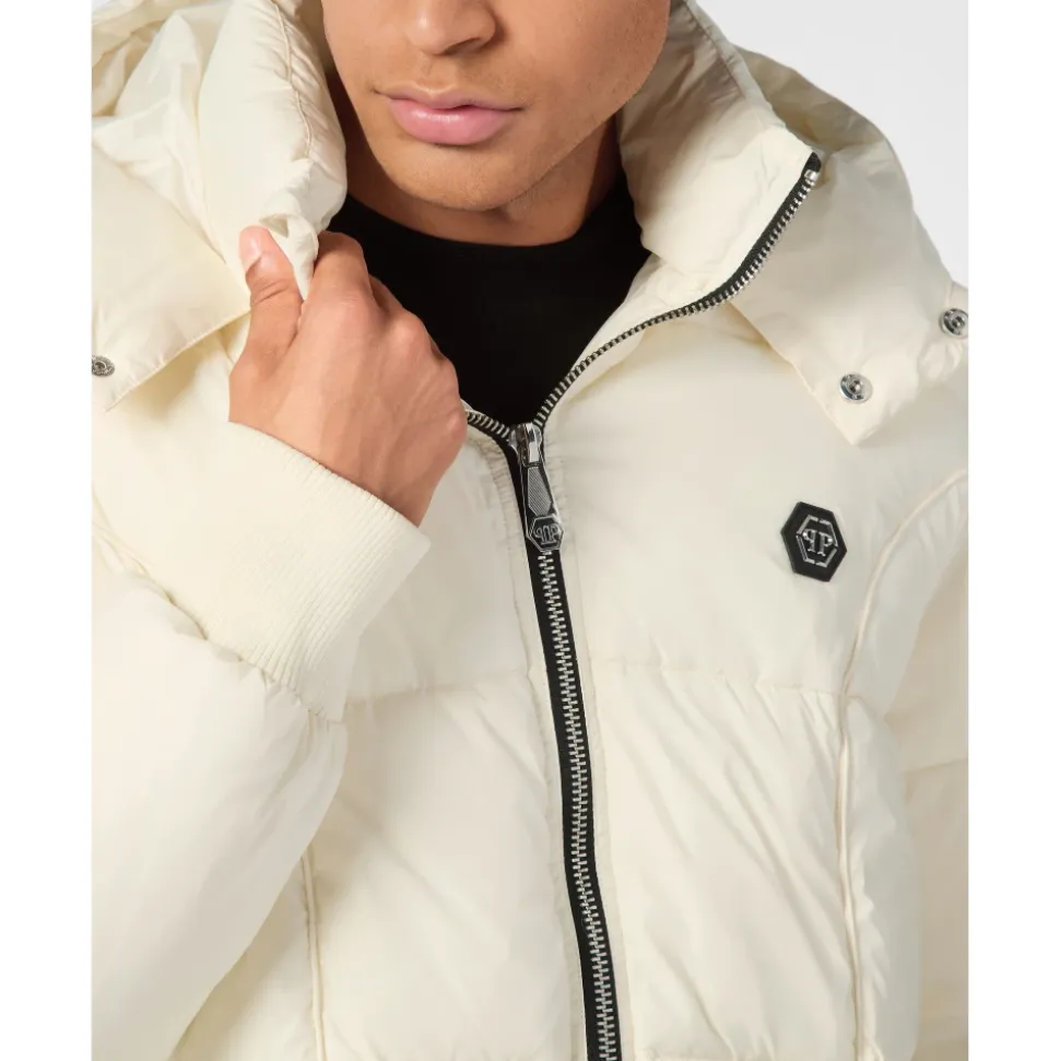 Mix Nylon Short Puffer Jacket