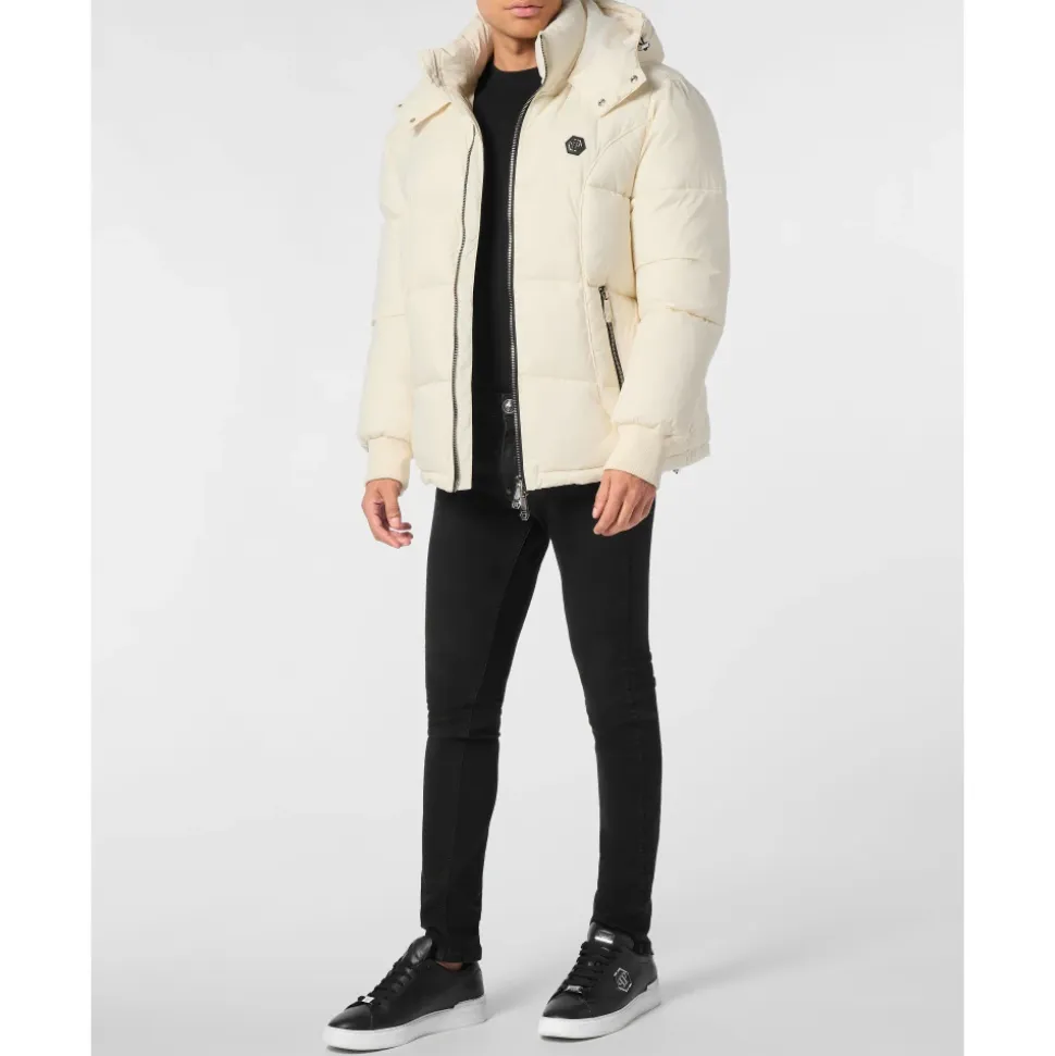 Mix Nylon Short Puffer Jacket