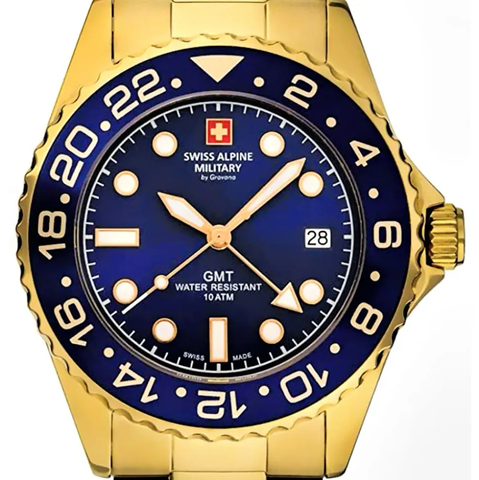Męski Zegarek GMT Analogowy Kwarcowy 7052 Ze Stali Nierdzewnej 10 ATM 7052.1115