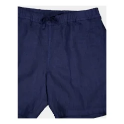 Navy Blue Linen Bermuda Shorts