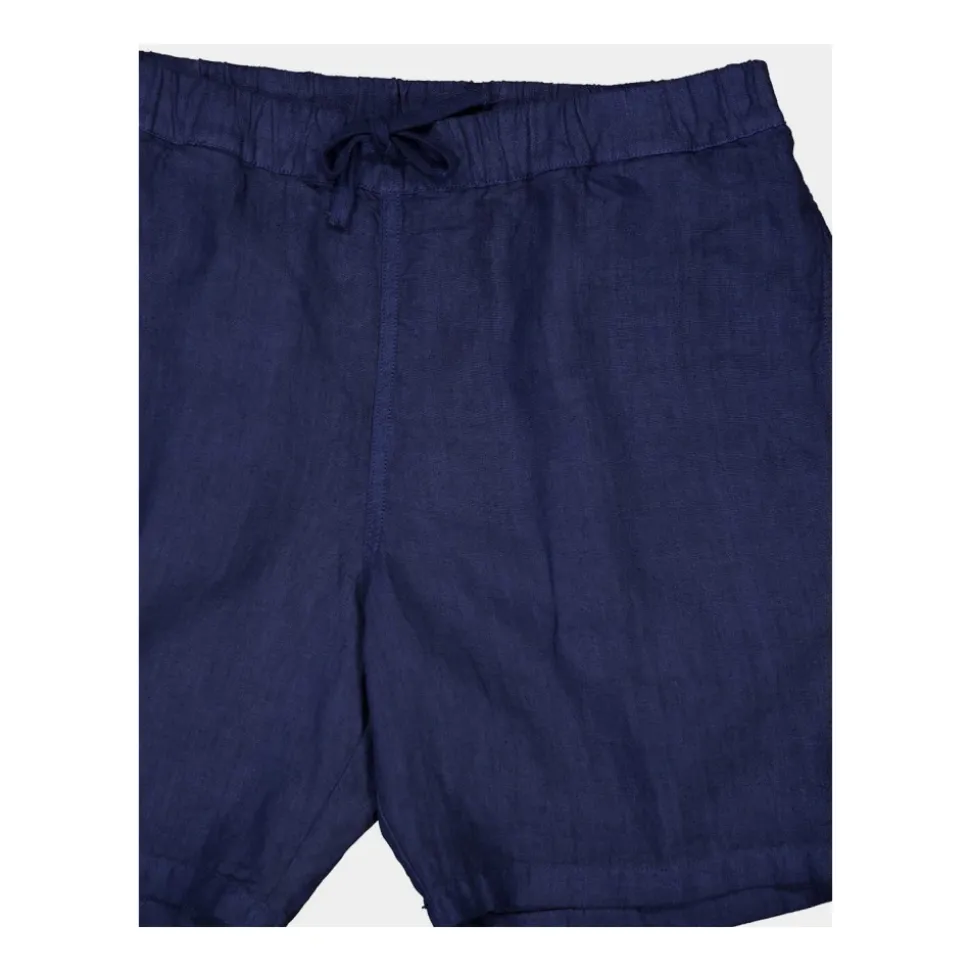 Navy Blue Linen Bermuda Shorts
